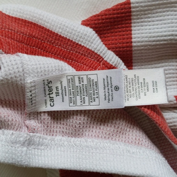 carter's striped thermal waffle knit pajama bottoms 18 months baby unisex - Picture 5 of 8